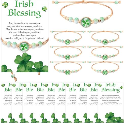 Ferreve St. Patrick's Day Bracelet Set Lucky Clover Adjustable Green Bracelet with Card St Patricks Day Gift for Women in Saudi Arabia