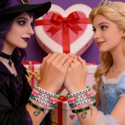 Elphaba Galinda Friendship Bracelets Magic Wand&Witch Hat Beaded Stretch Bracelet Gifts for Bff Couples Fans Party Dress Accessories Adults in Saudi Arabia