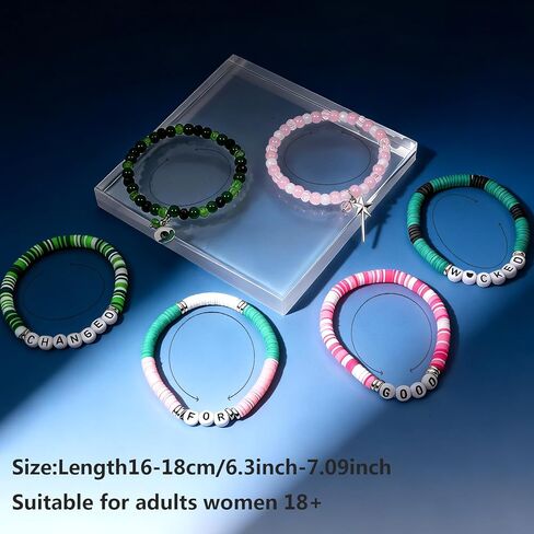 Elphaba Galinda Friendship Bracelets Magic Wand&Witch Hat Beaded Stretch Bracelet Gifts for Bff Couples Fans Party Dress Accessories Adults in Saudi Arabia