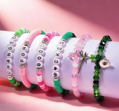 Elphaba Galinda Friendship Bracelets Magic Wand&Witch Hat Beaded Stretch Bracelet Gifts for Bff Couples Fans Party Dress Accessories Adults in Saudi Arabia