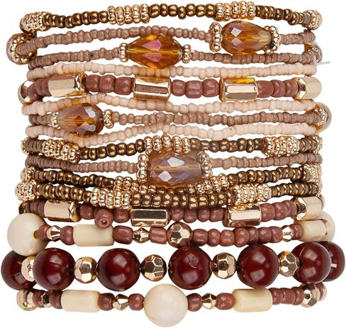 SPUNKYsoul Beaded Stretch Bracelet Set – Multi-Piece Stackable Fashion Bracelet Collection, Elastic Fit, Minimalist Boho Jewelry for Everyday Wear in Saudi Arabia