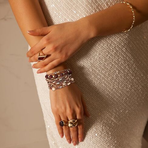 SPUNKYsoul Beaded Stretch Bracelet Set – Multi-Piece Stackable Fashion Bracelet Collection, Elastic Fit, Minimalist Boho Jewelry for Everyday Wear in Saudi Arabia