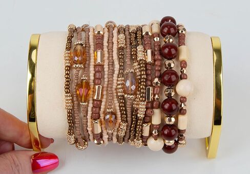 SPUNKYsoul Beaded Stretch Bracelet Set – Multi-Piece Stackable Fashion Bracelet Collection, Elastic Fit, Minimalist Boho Jewelry for Everyday Wear in Saudi Arabia