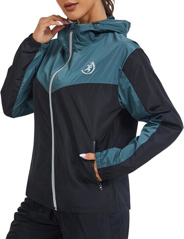 Womens Raincoats Waterproof Lightweight Windbreaker Zipper Jacket with Hood for Running Hiking in Saudi Arabia