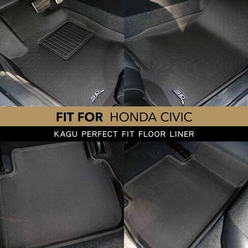 سجادة أرضية Kagu مقاس مخصص ثلاثية الأبعاد MAXpider (أسود) متوافقة مع Honda Civic (مع منفذ USB خلفي) 2022-2026 - مجموعة كاملة in Kuwait