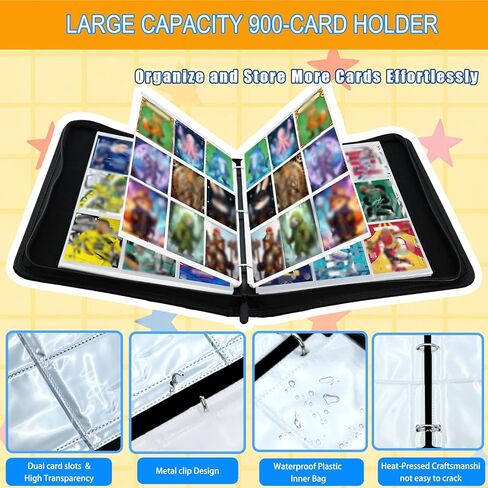 مجلد بطاقات التداول، مجلد بطاقات بأربعة جيوب، حامل ألبوم بطاقات التداول بسعة كبيرة 400 جيب، مجلد مجموعة بطاقات بنمط ثلاثي الأبعاد لـ TCG، الرياضة، بطاقات التداول، بطاقات الألعاب in Kuwait