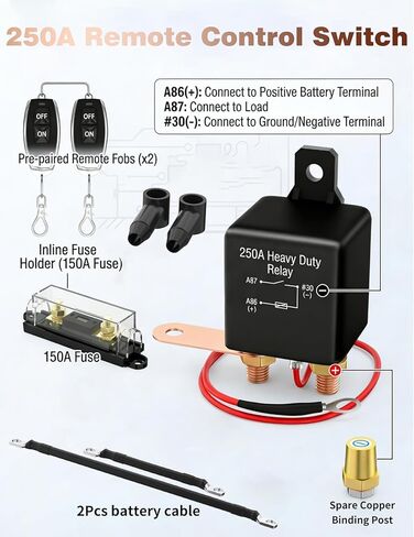 Remote Battery Disconnect Switch 12v, 250A Negative Battery Cut Off Switch Anti-Theft Kill Switch Kit Prevent Battery Drain for Car Truck, RV Auto, Boat,Vehicle etc in Saudi Arabia