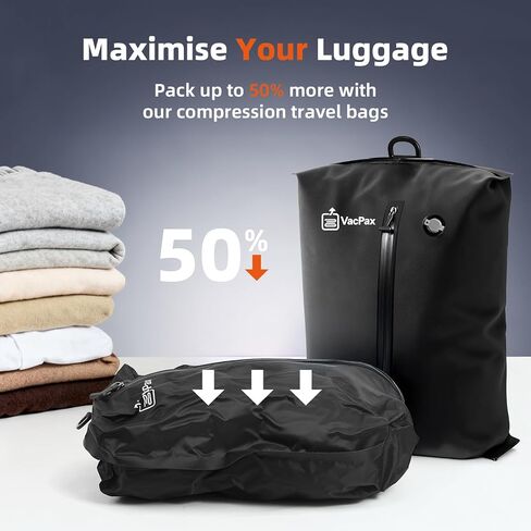 Vacuum Sealed Travel Bags with Rechargeable Electric Pump – Space Saving Compression Packing Bags for Clothes, Suits, and Travel Essentials –(Set of 2) in Saudi Arabia