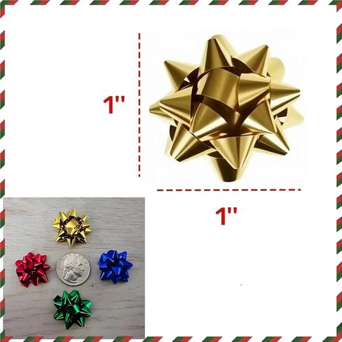 YAOFAR 150pcs 1 Inch Mini Gift Bow 6 Color 1" Wrap Bow Self Adhesive for Small Presents Wrapping Christmas Birthday Holiday Party Decor (1in) in Saudi Arabia