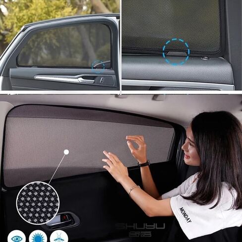 Side & Rear Windows Sun Shade for Ford F150 2021-2025 | Custom Fit, Magnetic Mesh Cover | Baby UV/Heat Protection, Privacy Shield Sunshade in Saudi Arabia