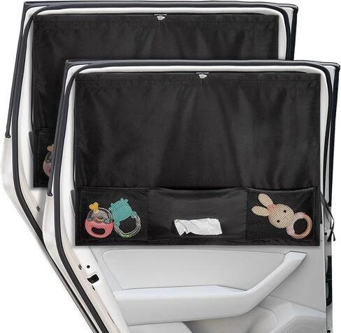 مظلات نوافذ السيارة، قطعتان و5 أكواب شفط، مظلة شمسية للسيارة للطفل مع حامل مناديل السيارة وجيب شبكي للتخزين للحماية من الحرارة والأشعة فوق البنفسجية، وإكسسوارات تخييم السيارة in Kuwait