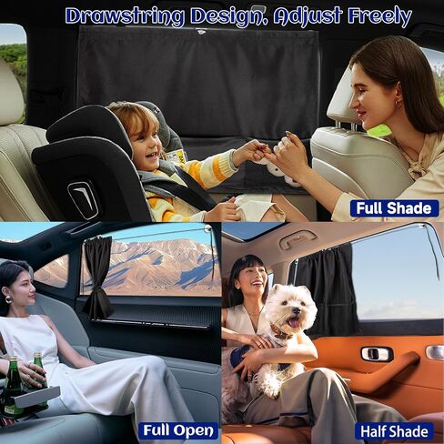 مظلات نوافذ السيارة، قطعتان و5 أكواب شفط، مظلة شمسية للسيارة للطفل مع حامل مناديل السيارة وجيب شبكي للتخزين للحماية من الحرارة والأشعة فوق البنفسجية، وإكسسوارات تخييم السيارة in Kuwait