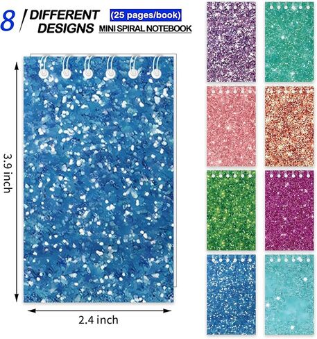 24Pcs Colorful Flash Theme Mini Notebooks Birthday Party Supplies Favors Goodie Bag Stuffers Glitter Colorful Little Pocket NotePads Gift Rewards Supplies for Party 8 Styles 25 Pages Each in Saudi Arabia