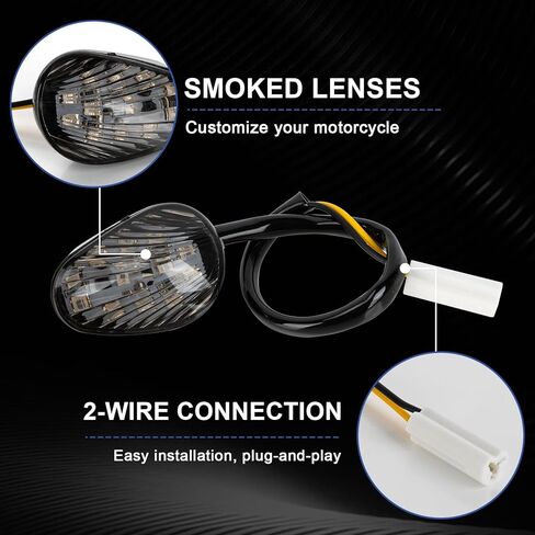 إشارات الانعطاف LED للدراجات النارية - مصابيح إشارة الانعطاف الأمامية للدراجة النارية PSLER متوافقة مع YZF R1 R6 R6S FZ1 FZ6 FZ Fazer، زوج واحد، دخان in Kuwait