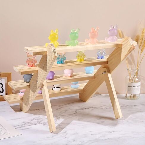 Acrux7 2 Pack 4 Tier Wood Jewelry Earring Display Stand للبائعين، حوامل كب كيك خشبية متدرجة، حامل عرض خشبي قابل للفصل مع أخدود لبطاقة المجوهرات، كب كيك، البائعين بالتجزئة، الحفلات in Saudi Arabia