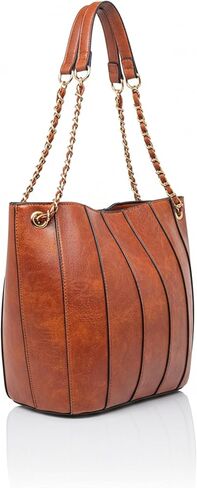 حقائب يد من الجلد النباتي البني من rofozzi للنساء، محفظة من الجلد الصناعي للنساء، محفظة كروس بمقبض علوي in Kuwait