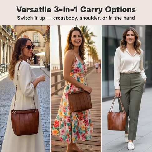 حقائب يد من الجلد النباتي البني من rofozzi للنساء، محفظة من الجلد الصناعي للنساء، محفظة كروس بمقبض علوي in Kuwait