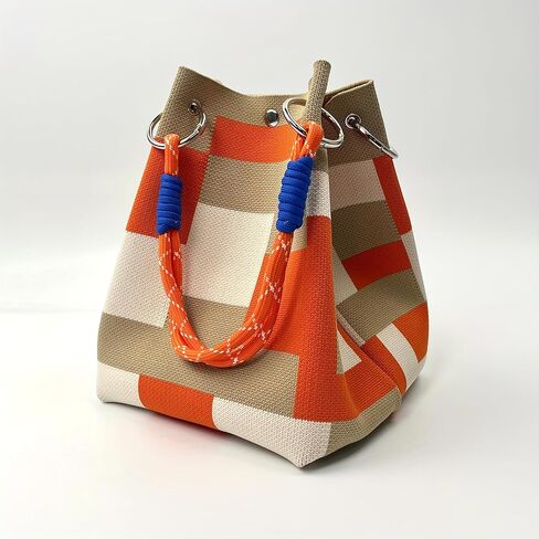 Vintage Floral Knit Tote - Color-Block Buckle Bag, Durable Polyester w/Fixed Strap for Work & Commute in Saudi Arabia