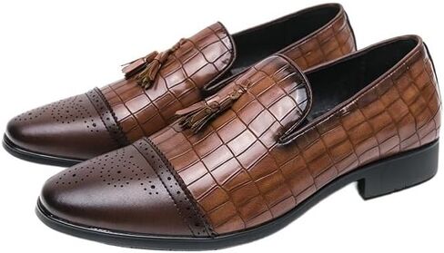 Shoes Men's British Patchwork Slip-on Loafers Retro Carved Pointed Toe Oxford Shoes Men Low-top Breathable Shoes for Party Wedding in Saudi Arabia