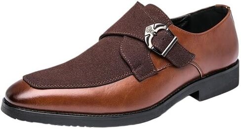 Men's Retro Pointed Business Shoes Fashionable Metal Buckle Splicing Oxford Shoes for Party Wedding Work Men Comfortable Versatile Shoes in Saudi Arabia