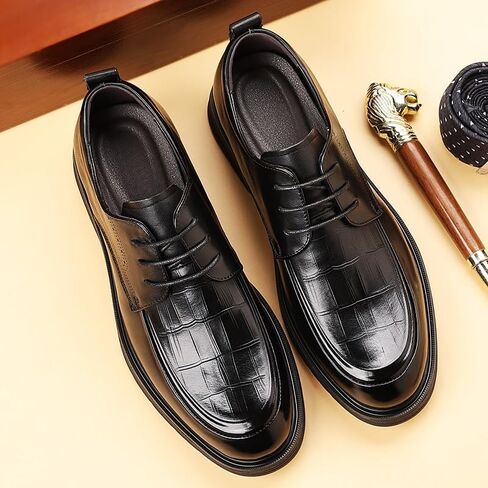 Men's Leather Formal Oxfords Classic Lace-up Comfortable Pointed Toe Derbys Dress Shoe Wedding Office Business Leather Shoe in Saudi Arabia
