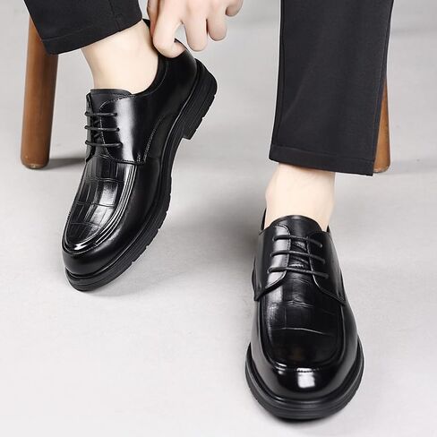 Men's Leather Formal Oxfords Classic Lace-up Comfortable Pointed Toe Derbys Dress Shoe Wedding Office Business Leather Shoe in Saudi Arabia