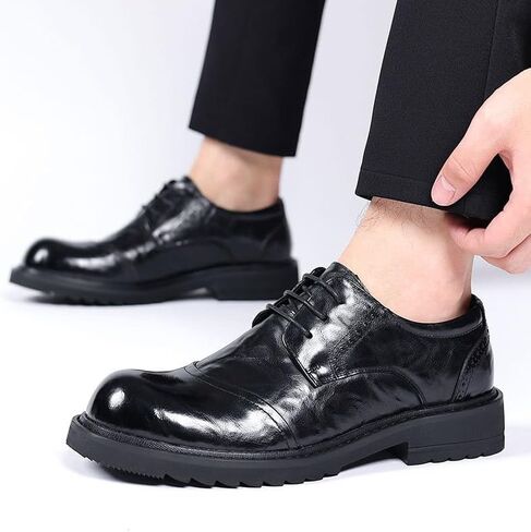 Men's Leather Formal Oxfords Classic Lace-up Comfortable Pointed Toe Dress Shoe Weddingfor Business Derby Shoes in Saudi Arabia