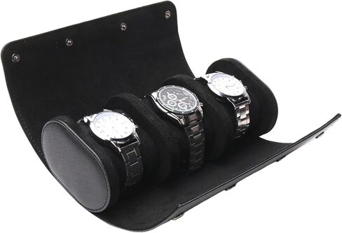 Gipsofila Watch Roll Travel Case 3 slot, PU Leather Watch Rolls Box For Men, Watch Organizer for 3 Watch, Watch Case with Removable Pillows for Watch Storage/Travel in Saudi Arabia