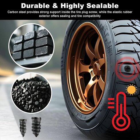 60 قطعة من سدادات الإطارات، براغي إصلاح الإطارات مع مفك براغي 2 في 1 وكماشة أنف بإبرة، مجموعة سدادات الإطارات ذاتية التنصت لإصلاح الثقب السريع في إطارات السيارات والدراجات النارية والشاحنات in Kuwait