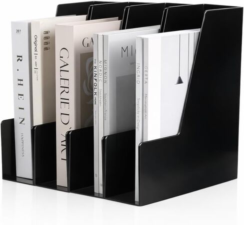 حامل ملفات المجلات العمودي، منظم مكتب وتخزين للمجلات والمجلدات وأجهزة الكمبيوتر المحمولة والأظرف، منظم ملفات سطح المكتب متعدد الأغراض للمنزل والمكتب والفصول الدراسية، 4 عبوات، أبيض in Kuwait