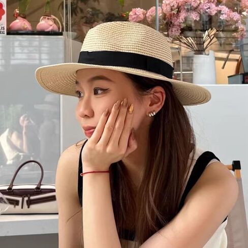 Summer Straw Sun Hats for Women Men, Wide Brim UV Protection, Unisex Oversize Jazz Top Hat for Big Heads, Foldable Beach Hat in Saudi Arabia