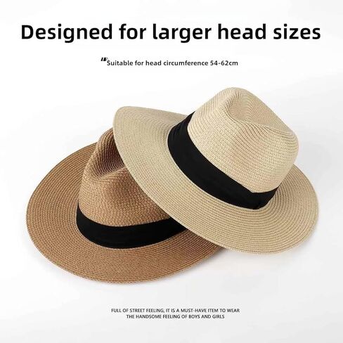 Summer Straw Sun Hats for Women Men, Wide Brim UV Protection, Unisex Oversize Jazz Top Hat for Big Heads, Foldable Beach Hat in Saudi Arabia
