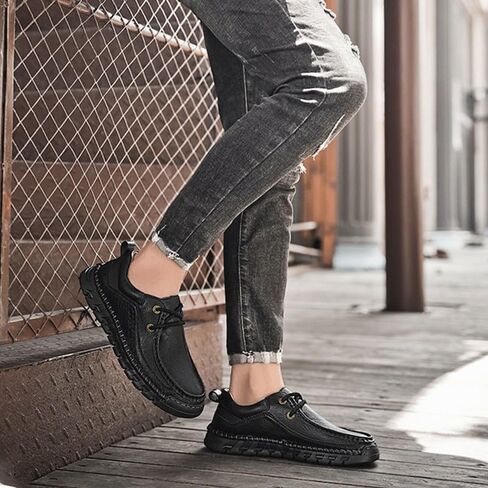 Shoes Men's Fashionable Thick-soled Lace-up Casual Shoes Low-top Soft-soled Non-slip Oxford Shoes Men Versatile Breathable Shoes for Travel Driving in Saudi Arabia
