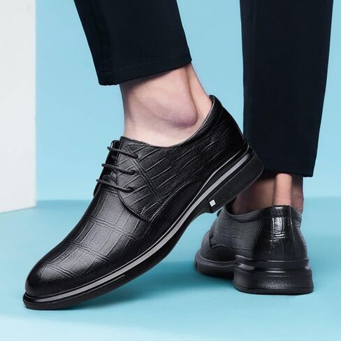 Men's Business Dress Casual Shoes Round-toe Mid-heeled Lace-up Shoes wear-resistant Breathable Versatile Soft-soled Comfortable Shoes for Men in Saudi Arabia