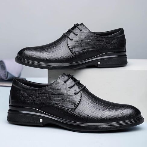 Men's Business Dress Casual Shoes Round-toe Mid-heeled Lace-up Shoes wear-resistant Breathable Versatile Soft-soled Comfortable Shoes for Men in Saudi Arabia