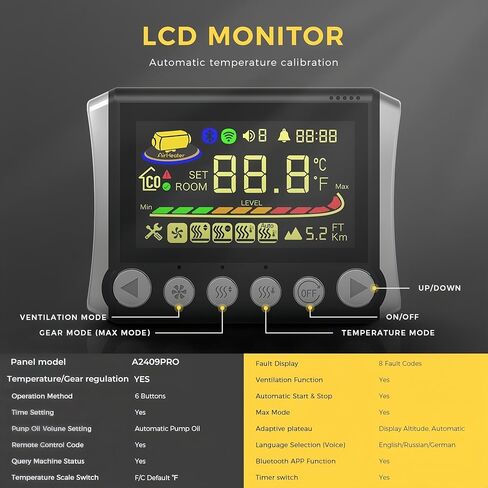 12 فولت 24 فولت سيارة سخان التوقف لوحة تحكم ، A2409PRO LCD بلوتوث التبديل ، سخان الديزل لوحة دائرة التحكم لسخان الهواء 8KW in Kuwait