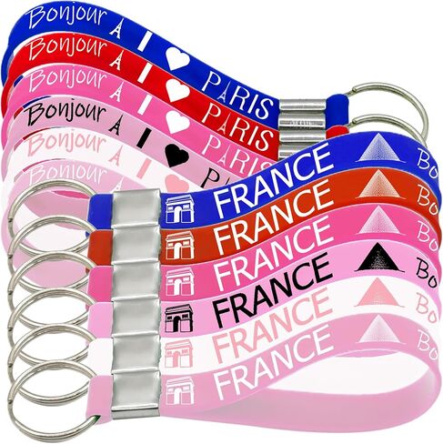 CupaPlay 24PCS France Paris Rubber Keychains Party Favors - French Paris Themed Birthday Party Supplies Decorations Goodie Bag Stuffers Favor Silicone Keyrings in Saudi Arabia