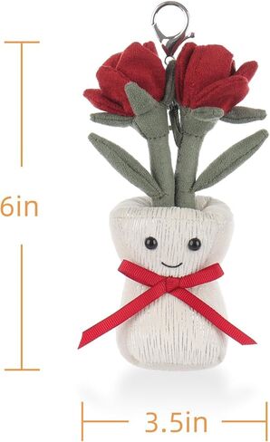 Apricot Lamb Rose Vase Cute Keychain, Soft Stuffed Plush Toy Keyring for Kids' Backpack, Purse, 6 Inches in Saudi Arabia