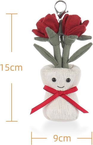 Apricot Lamb Rose Vase Cute Keychain, Soft Stuffed Plush Toy Keyring for Kids' Backpack, Purse, 6 Inches in Saudi Arabia