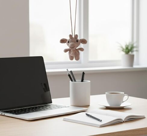 مكتب الماعز أو ديكور المنزل، سحر السيارة، زخرفة حيوانات أميجورومي اللطيفة المصنوعة يدويًا من الكروشيه لمرآة الرؤية الخلفية، هدية فريدة لمحبي الحيوانات، نمط مزرعة مصنوع يدويًا in Kuwait