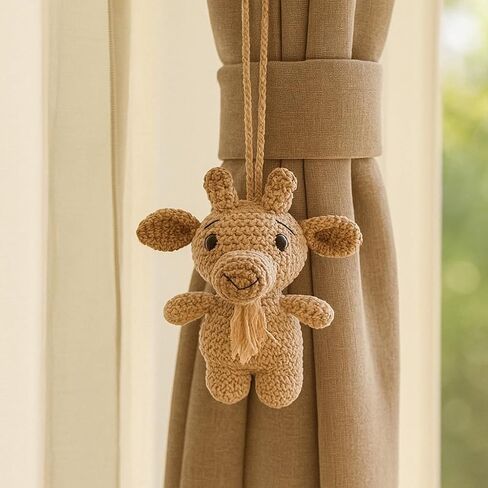 مكتب الماعز أو ديكور المنزل، سحر السيارة، زخرفة حيوانات أميجورومي اللطيفة المصنوعة يدويًا من الكروشيه لمرآة الرؤية الخلفية، هدية فريدة لمحبي الحيوانات، نمط مزرعة مصنوع يدويًا in Kuwait