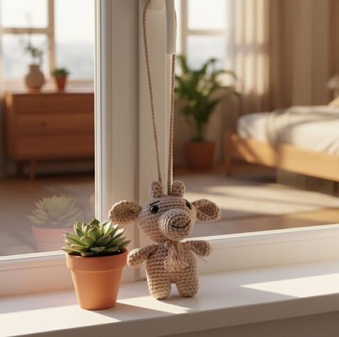 مكتب الماعز أو ديكور المنزل، سحر السيارة، زخرفة حيوانات أميجورومي اللطيفة المصنوعة يدويًا من الكروشيه لمرآة الرؤية الخلفية، هدية فريدة لمحبي الحيوانات، نمط مزرعة مصنوع يدويًا in Kuwait