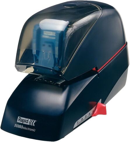 Rapid Supreme 5080e Contactless Electric Stapler, 80 Sheet Capacity, Mains Powered with Global Plug, Flat Clinch Stapling, Staples Included, Metal and Plastic, Black, 20993410 in Saudi Arabia
