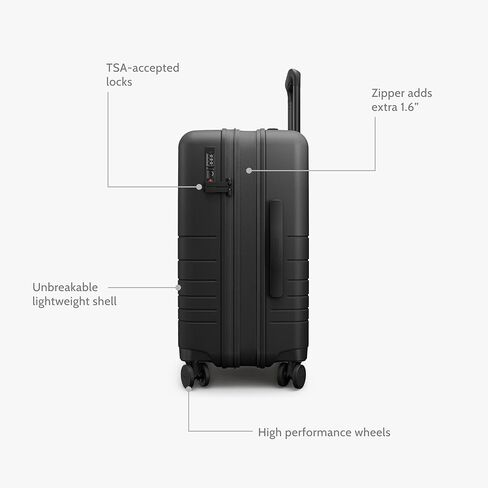 حقيبة مونوس قابلة للتوسيع (22 بوصة)، حقيبة دوارة خفيفة الوزن مع قفل TSA، معتمدة من شركة الطيران، أسود منتصف الليل in Kuwait