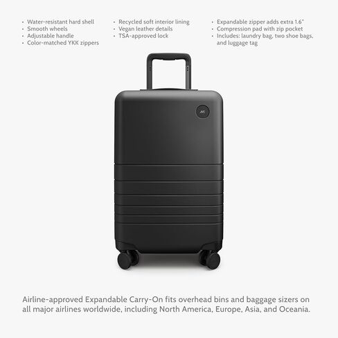 حقيبة مونوس قابلة للتوسيع (22 بوصة)، حقيبة دوارة خفيفة الوزن مع قفل TSA، معتمدة من شركة الطيران، أسود منتصف الليل in Kuwait