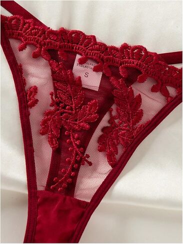 OYOANGLE Women's Two Piece Floral Lace Babydoll Nightgown Underwire Lingerie Dress with String Thong Sets in Saudi Arabia