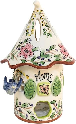 Blue Sky Clayworks Mom Wildflower Blue Bird Candle House, Ceramic, 6" L x 6" W x 9" H, Garden Thank-You Glow in Kuwait