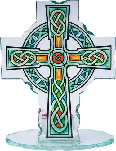 Celtic Cross Glass Standing Cross Decor, Stable Freestanding Tabletop Mantel Shelf Decor, St. Patrick’s Day Religious Gift Saint Patrick Cross in Saudi Arabia