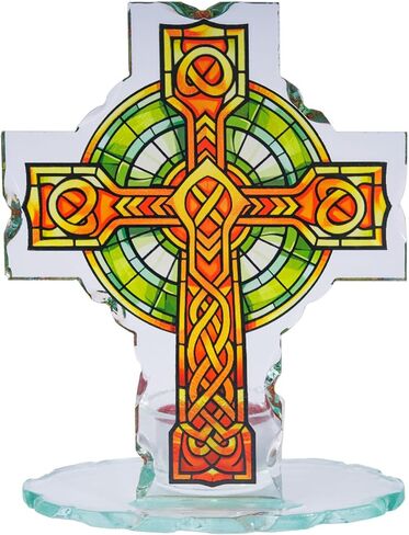 Celtic Cross Glass Standing Cross Decor, Stable Freestanding Tabletop Mantel Shelf Decor, St. Patrick’s Day Religious Gift Saint Patrick Cross in Saudi Arabia