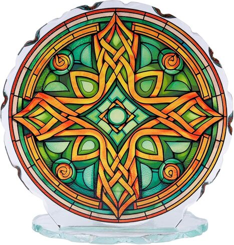 Celtic Cross Glass Standing Cross Decor, Stable Freestanding Tabletop Mantel Shelf Decor, St. Patrick’s Day Religious Gift Saint Patrick Cross in Saudi Arabia